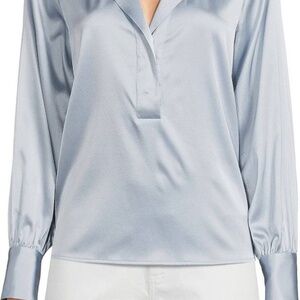 Antonio Melani - Powder Blue Silver Silk Shirt Blouse - Size L